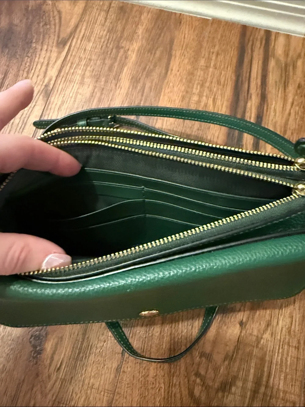 Coach Green Pebbled Leather Crossbody with Gold Snap